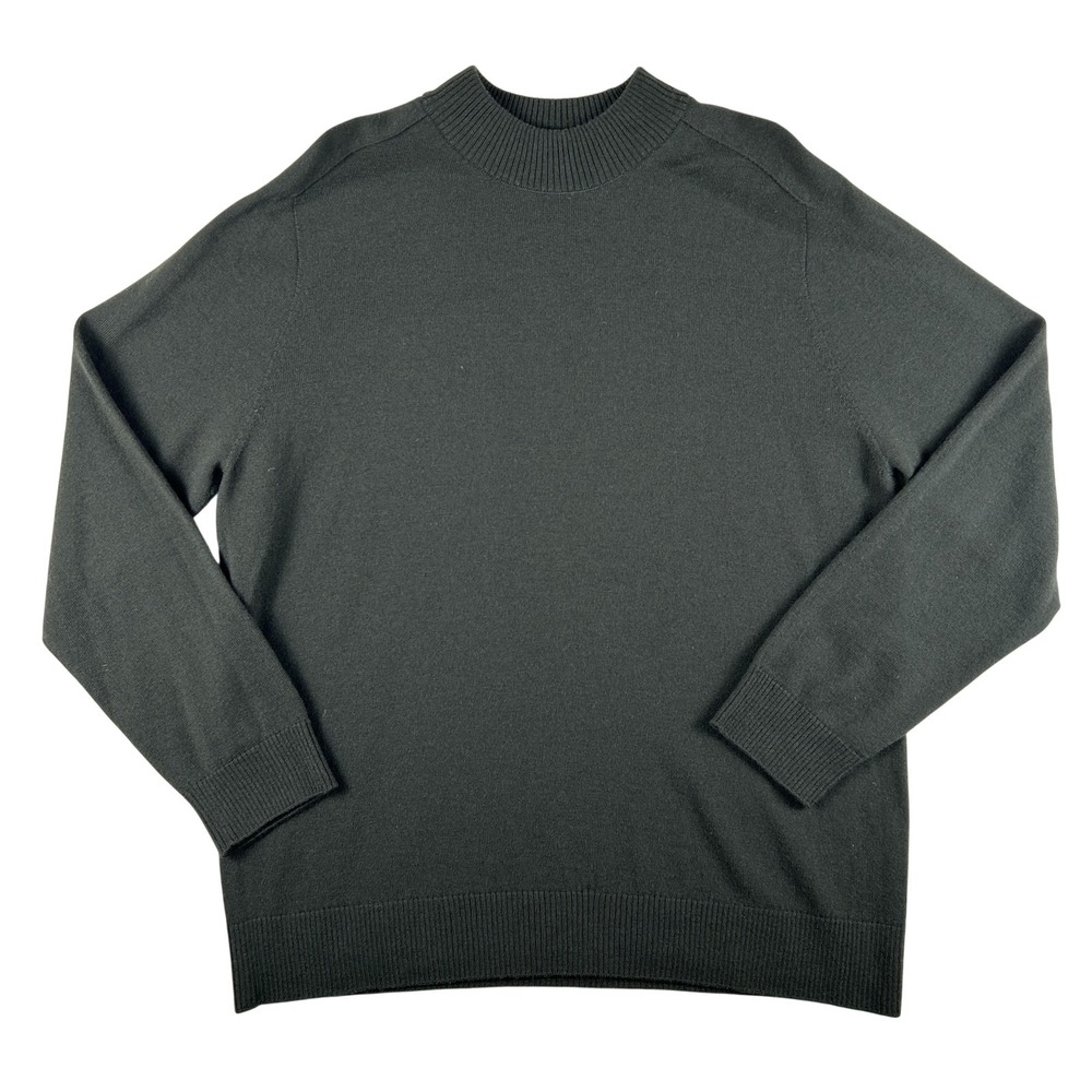 Steven Alan Sweater Mens Large Green Extra Fine Wool Mock Neck Pullover Japan